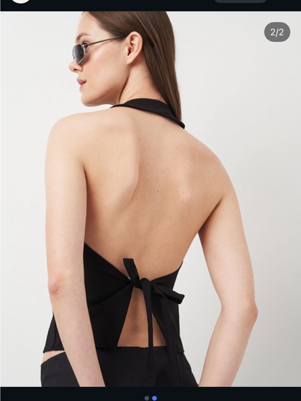 Zara Black Backless tied Halter Top with Back Tie